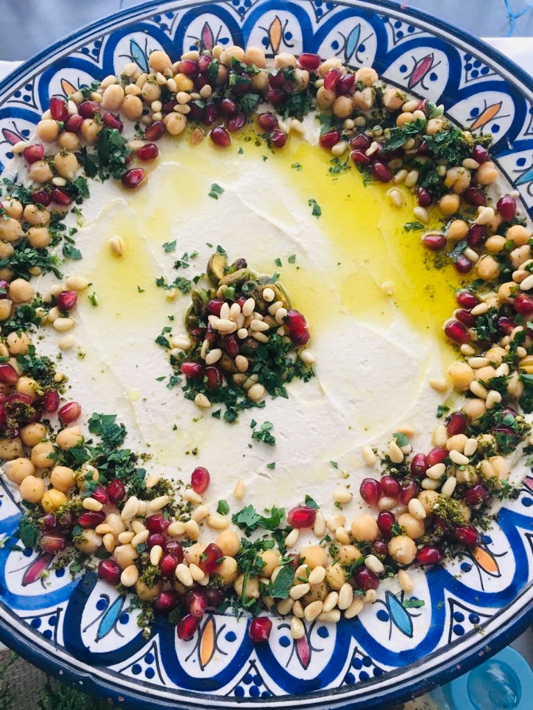 Decorated hummus plate -- 1st image